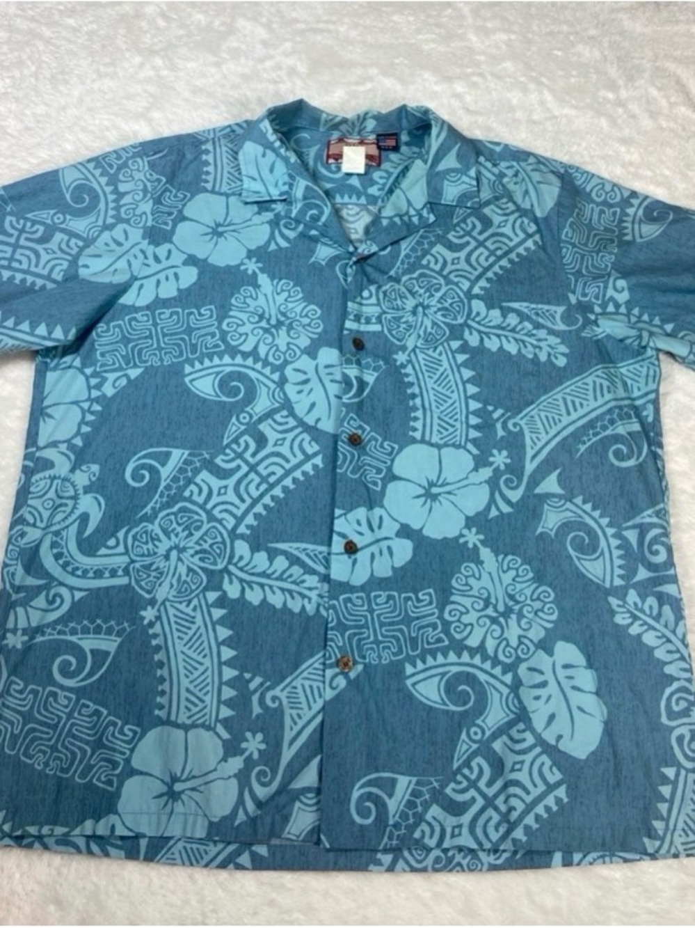 Vintage RJC Hawaiian Shirt Men’s XL Kakau Hibiscus Print Made in the USA